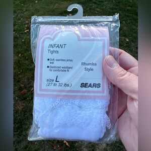 Sears Vintage White Nylon Tights Baby Infant Rhumba Style NWT Large 27-32 Pounds